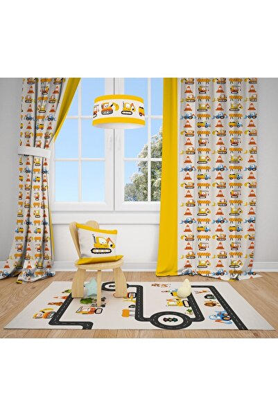 Talia Home Sevimli Hayvan Araba Desenli Çocuk Ve Bebek Odası Fon Perdesi 2 Ka...