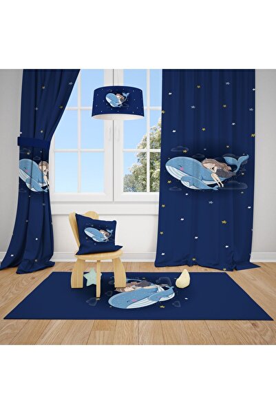 Talia Home Balıklı Kız Desenli Çocuk Ve Bebek Odası Fon Perdesi 2 Kanat Tla-283