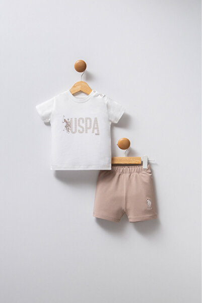U.S. Polo Assn. طقم U.S. Polo Assn للأولاد الرضع، باللون الأبيض