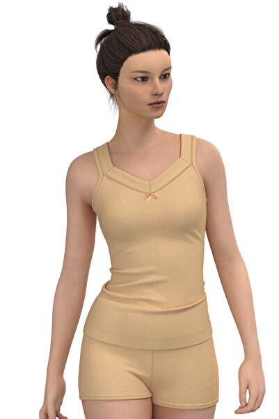 TOLIN Γυναικείο εσώρουχο από 100% βαμβακερό χρώμα δέρματος με φαρδύ χοντρό λουράκι 1214