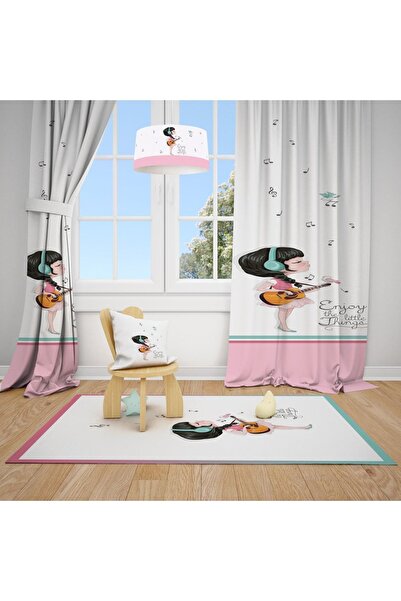 Talia Home Дитяча та дитяча кімната з музичним мотивом, штора з 2-ма полотнам...