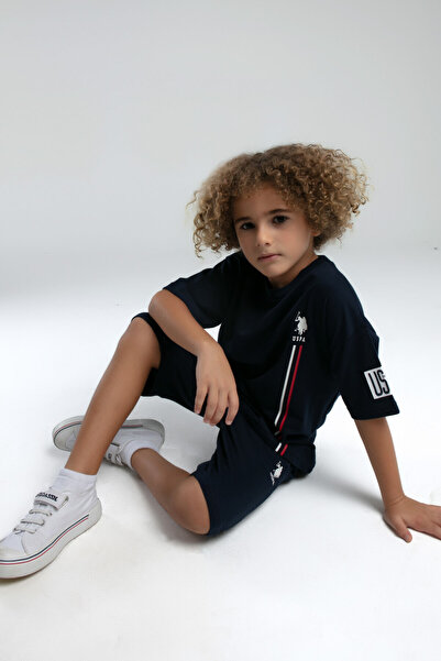 U.S. Polo Assn. ZÁKLADNA. Polo Assn. Chlapecká námořnická modrá bermudská souprava