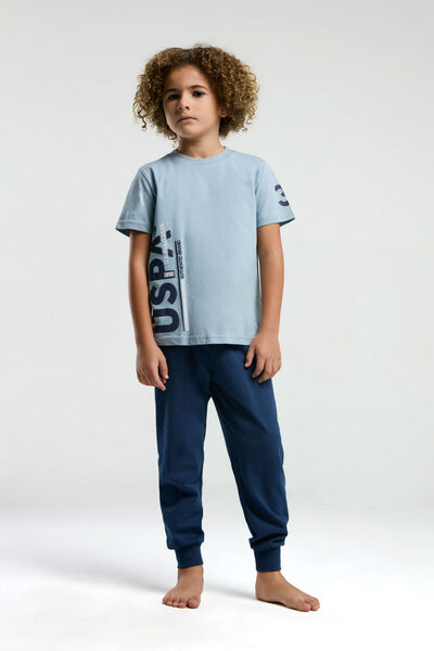 U.S. Polo Assn. Синій комплект піжами для хлопчиків з коротким рукавом