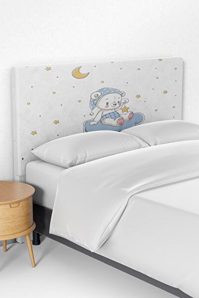 Talia Home Bulut ve Ayıcık Desenli Çocuk Odası Yatak Baza Başlık Kılıfı TLABK...