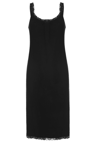 TOLIN Women's Wide Thick Strap Viscose Petticoat Black Nightdress 1584