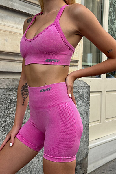 George Phoenix Prime FIT - Pembe Yüksek Bel Seamless Push-Up Toparlayıcı Şort Tayt