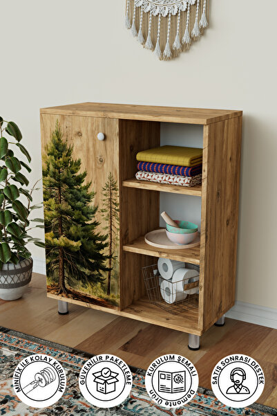 Hediyeler Kapında 3 Raflı Tek Kapak The Forest Çok Amaçlı Dolabı Mutfak Ofis ...