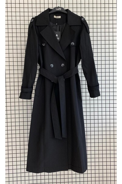 Armine Belted Trench Coat with Back and Shoulder Detailing