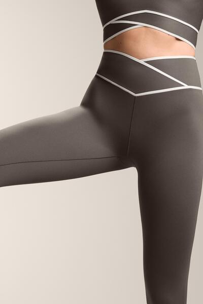 Oysho Perfect-adapt crossover V-cut waist 65cm ankle-length leggings