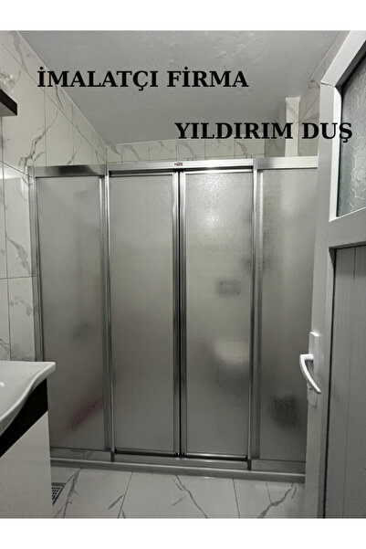 Yıldırım Duş Düz İki Duvar Arası Mika Damla Desen Bella Duşakabin Krom Renk
