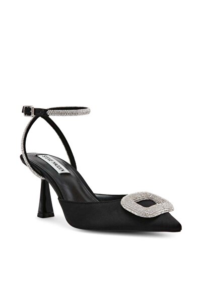 Steve Madden Womens Florenzia Black Satin Heels