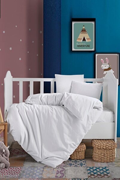 VAROL Baby Cotton Satin Bedding Set White