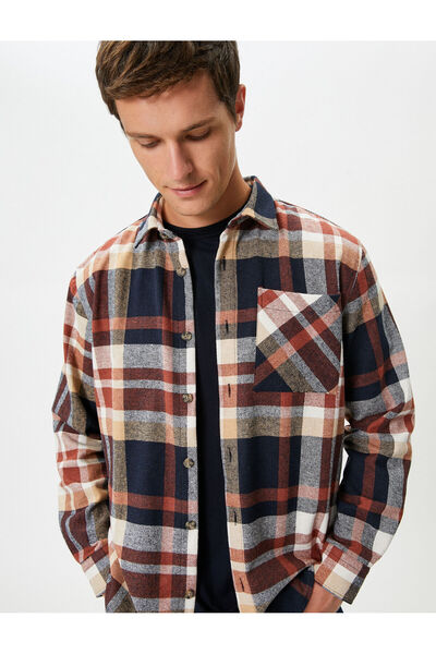 Koton Cămașă Lumberjack Buzunar cu guler clasic cu mânecă lungă cu nasturi