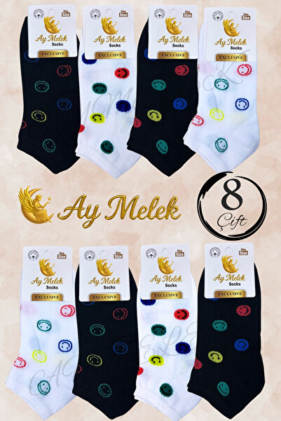 AYMELEK Women's Socks 8 Pairs Natural Cotton Patterned Invisible Girls' Socks