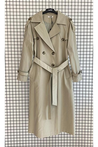 Armine Belted Trench Coat with Back and Shoulder Detailing