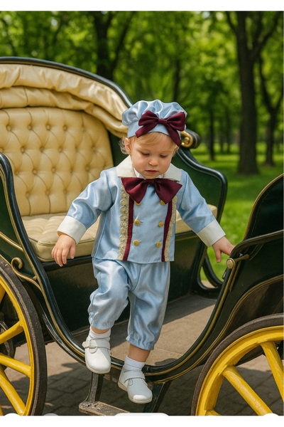 Tozpembebaby مجموعة قبعة وسترة زرقاء