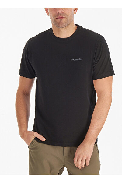 Columbia CS0282 CSC M BASIC SM LOGO BRUSHED Μαύρο ανδρικό μπλουζάκι με λαιμόκοψη σε σχήμα O κανονικής εφαρμογής