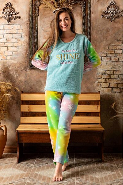 Sude HOMEWEAR Set de pijamale de pluș cu sclipici curcubeu