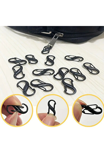 TATA CRAFT 5 τμχ Μαύρο κράμα αλουμινίου σε σχήμα D με ελατήριο για υπαίθριο κάμπινγκ Αξεσουάρ πεζοπορίας 3cm Carabiner