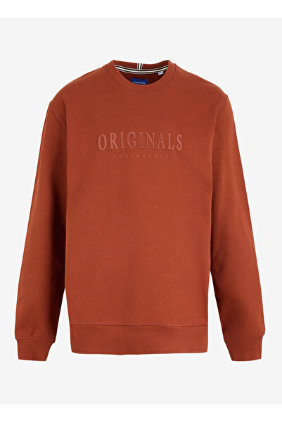 Jack & Jones Bisiklet Yaka Kırmızı Erkek Sweatshırt 12265756_JORFREDERIKSBERG SWEAT CRE