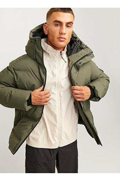 Jack & Jones Χακί Ανδρικό Παλτό 12261971_JCOALPHA PUFFER SN
