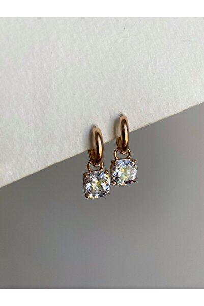 Owentis Çelik Rose Gold Tek Taş Barbie Series Lily Küpe -kararma Yapmaz-