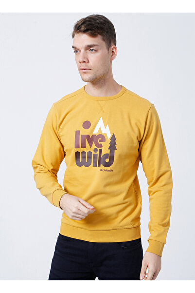 Columbia CS0200 Sarı Erkek Kapüşon Yaka Normal Kalıp Baskılı Sweatshirt