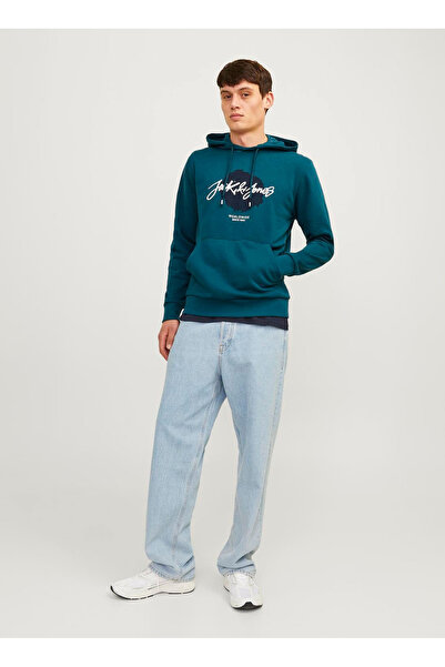 Jack & Jones Kapüşon Yaka Lacivert Erkek Sweatshırt JJTILEY SWEAT HOOD LN3