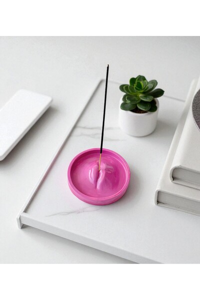 JakarandaDesign Dekoratif Dudak Desenli Beton Tütsülük, Renkli Yuvarlak Tasar...