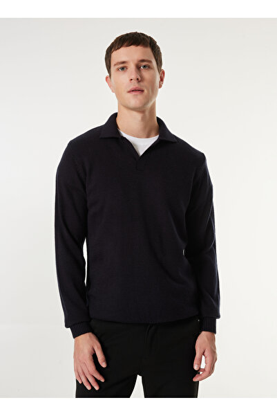 People By Fabrika Lacivert Erkek Polo Yaka Basic Kazak PBF4WM-KZK 5030