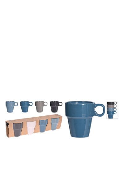 BOYNER EVDE Seramik Çok Renkli Kupa 4lu Ic Ice Giren Koyu Renkli 180ml