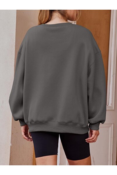 COMBİNE MİCHAİL Γυναικείο φούτερ Smoked Colored Soft Crew Neck - Thick Raised Oversize