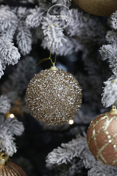 Dekorsende Ornament de Crăciun 2 bucăți Minge strălucitoare Champagne 10 cm