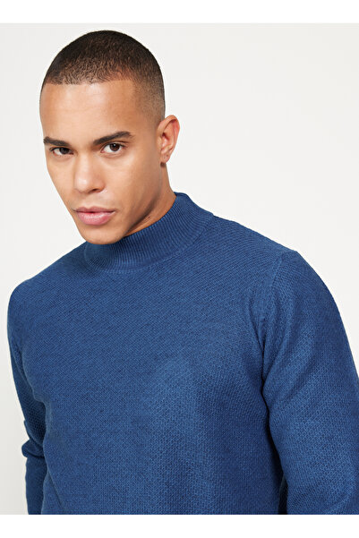 ALTINYILDIZ CLASSICS Ανδρικό πουλόβερ με μισό ζιβάγκο Standard Jacquard Indigo 4C4924100001