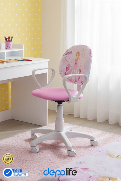 Depolife Çocuk Odası Sandalyesi Ders Çalışma Ofis Koltuğu Öğrenci Sandalye Be...