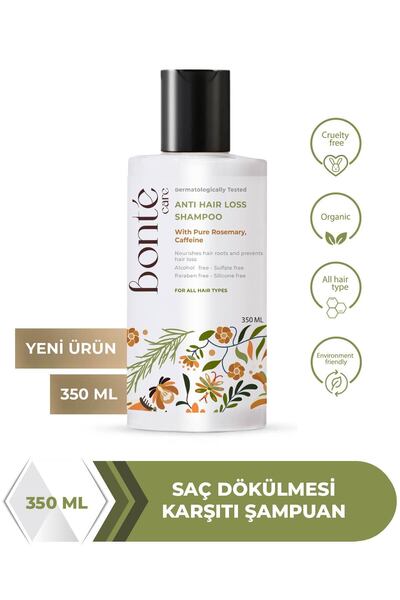 Saç Dökülmesi Karşıtı Şampuan – Anti Hair Loss Shampoo – Saf Biberiye & Kafein – 350 ml