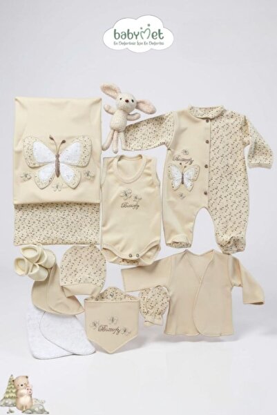 Babymet %100 Pamuk Organik Yenidoğan Hastane Çıkışı Seti 10 Parça – Kelebek D...