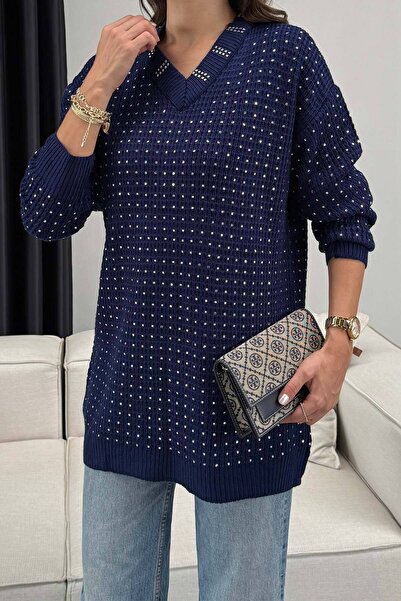 Melike Tatar Πλεκτό πουλόβερ με πέτρες 32-7002-1