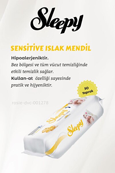 Sleepy 16 AL 14 ÖDE Sensitive Islak Mendil 50'li ve ROSIE Pamuk