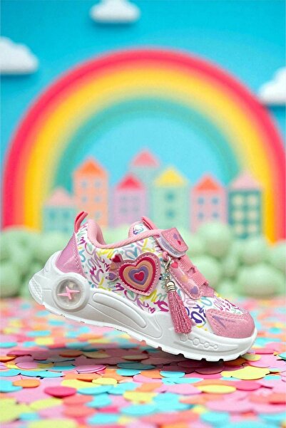 ALTUNTAŞ Αθλητικά παπούτσια για κορίτσια με βέλκρο με στάμπα καρδιάς, αντιολισθητική σόλα, καθημερινά αθλητικά παπούτσια Σχολικά παπούτσια Λευκά