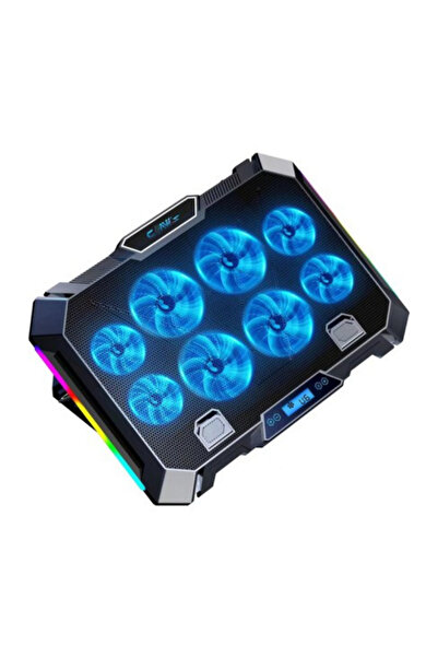 Claws Vortex 8x Fan - 10 Mod RGB - LCD Ekran - Fan ve Yükseklik Kademeli 2x USB Notebook Soğutucu
