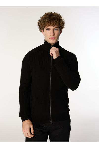 Mustang Örgü Desenli Siyah Erkek Hırka M4WM-HRK-1843