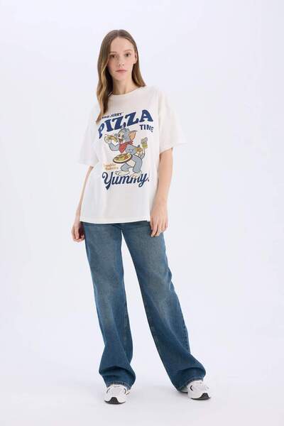 DeFacto Coool Tom & Jerry Oversize Широкий крій Велосипедна комір Короткий рукав Футболка D9120AX25SM