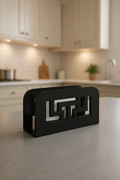 Grassi Peçetelik Siyah-Beyaz Metal Peçetelik