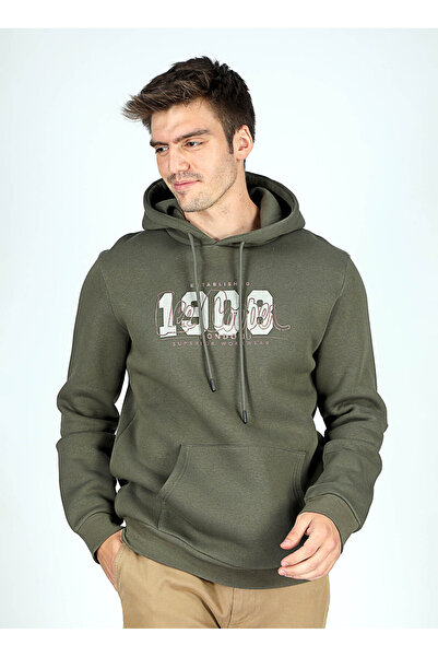 Lee Cooper Мъжка суитшърт с качулка и каишка в цвят каки 251 LCM 241039 WASHINGTON KHAKI