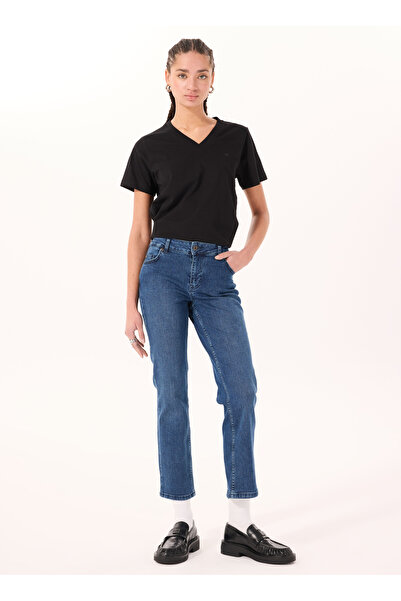 Mustang Normal Bel Düz Paça Straight Mavi Kadın Denim Pantolon CROSBY RELAX STRAIGHT