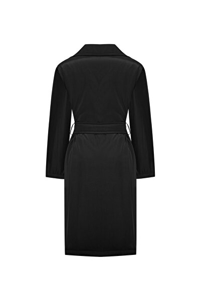 P By Paltoı Siyah Kadın Trençkot 2353