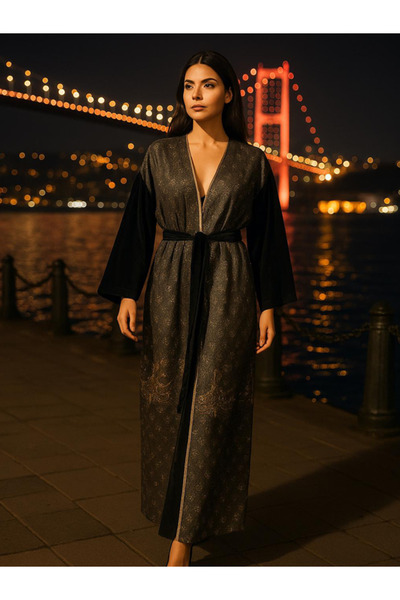 fiore fashion Large Size Winter Velvet Abaya - Muslim Dress Suitable for Kaftan, Ferace and Bisht Size 38-46