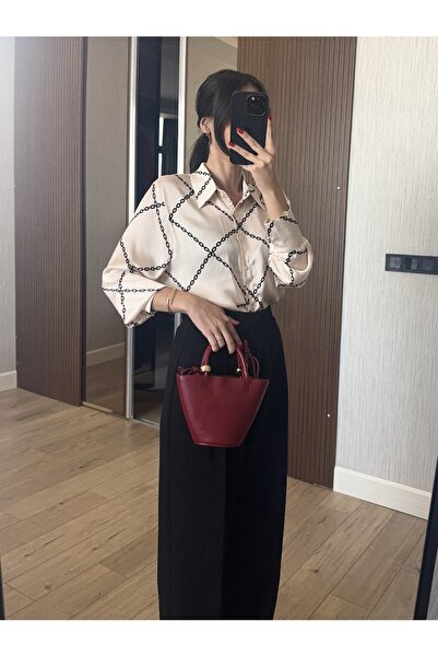 NGU Chain Patterned Beige Women's Shirt