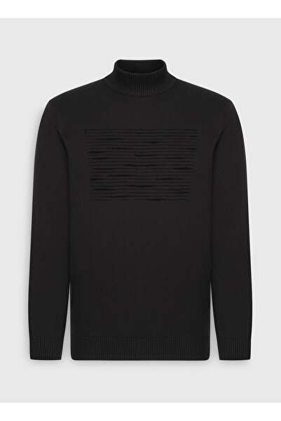 ALTINYILDIZ CLASSICS Yarım Balıkçı Yaka Standart Siyah Erkek Kazak ACE492510198_TRIKO YARIM BALIKCI